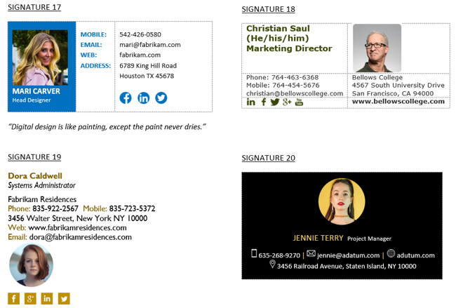 Образец шаблона подписи