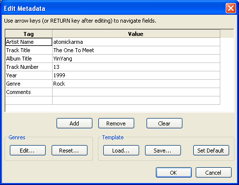 Окно экспорта MP3 в Audacity с заполненными полями ID3