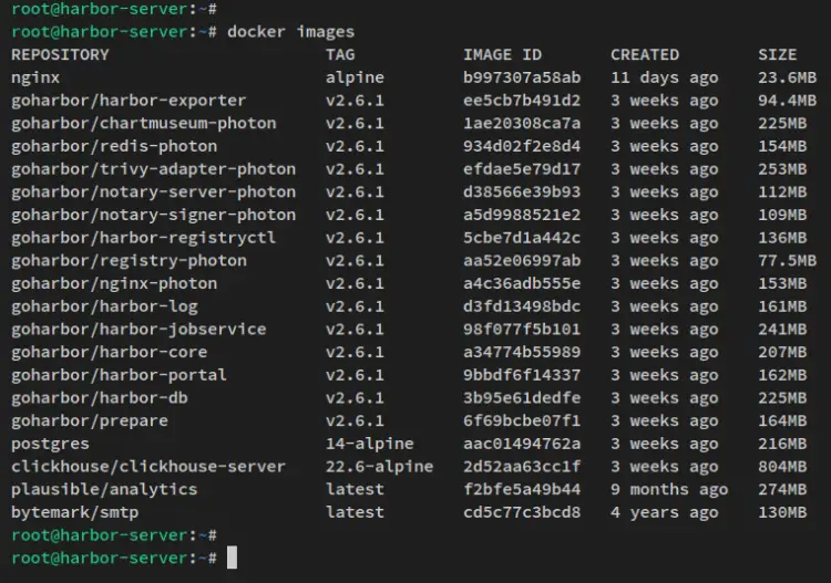 Список локальных Docker-образов