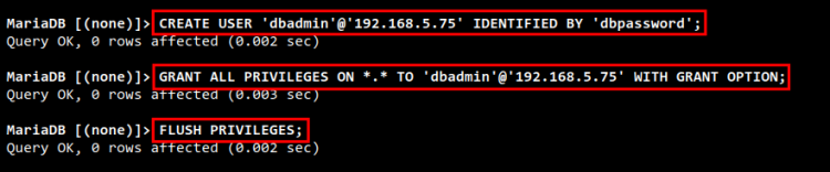 Создание пользователя MariaDB для Adminer
