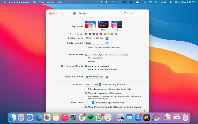 Тонировка обоев в macOS отключена