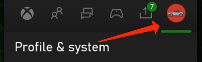 Вкладка «Профиль и система» в боковой панели Xbox Series X.