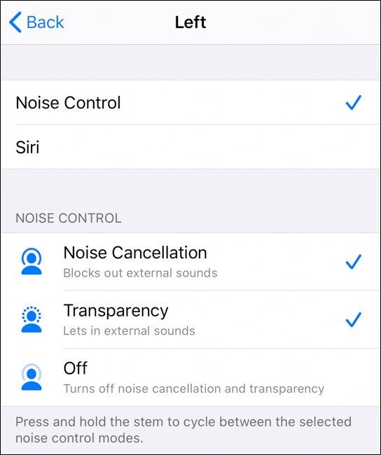 Настройка нажать и удержать на AirPods Pro