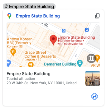 Google Maps Smart Chip in Google Docs