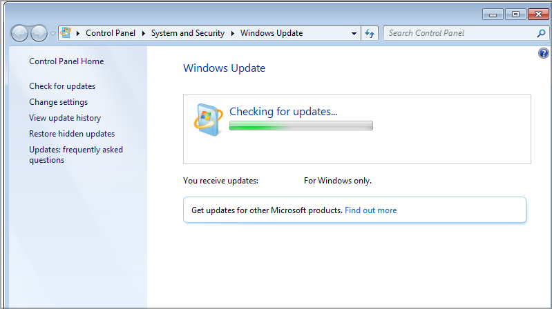 Процесс поиска и загрузки обновлений в Центре обновления Windows