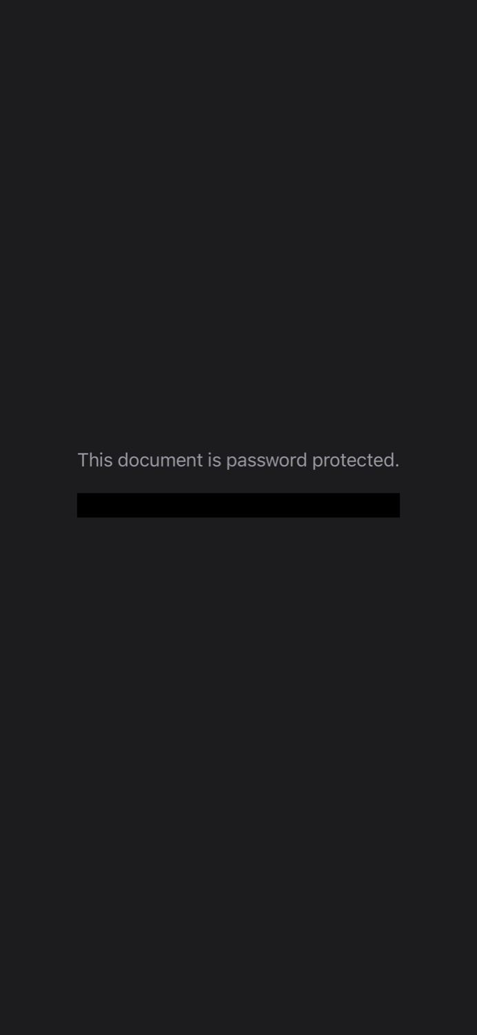 Ввод пароля для разблокировки PDF