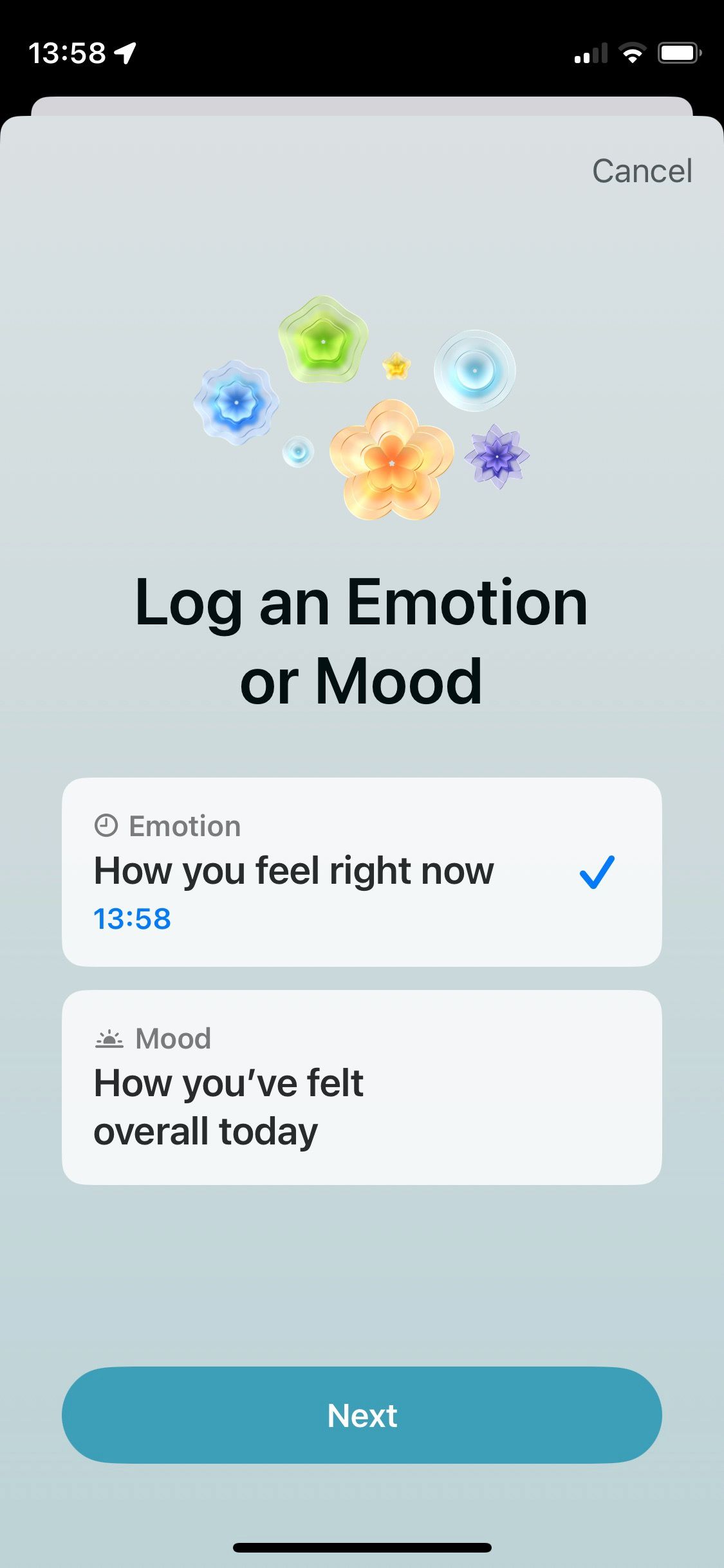 экран с журналом состояния духа в Apple Health