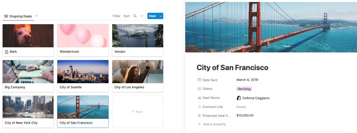 Страница сделок в шаблоне Sales Wiki