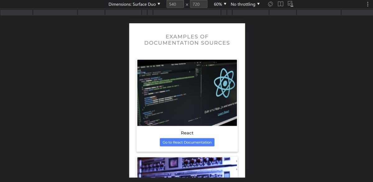 Превью сайта в мобильном виде в DevTools