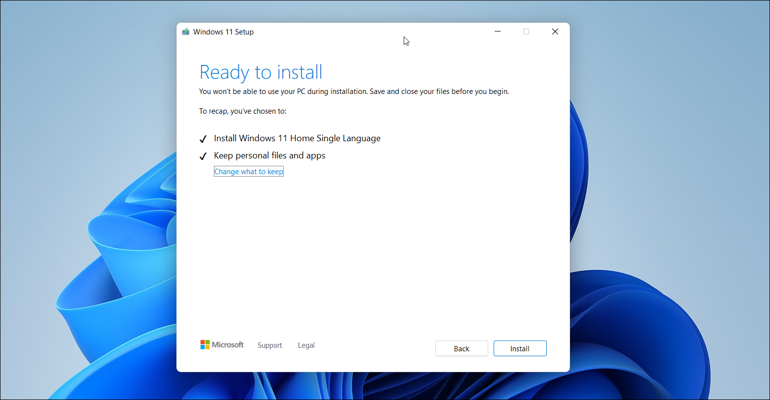 Готово к установке Windows 11