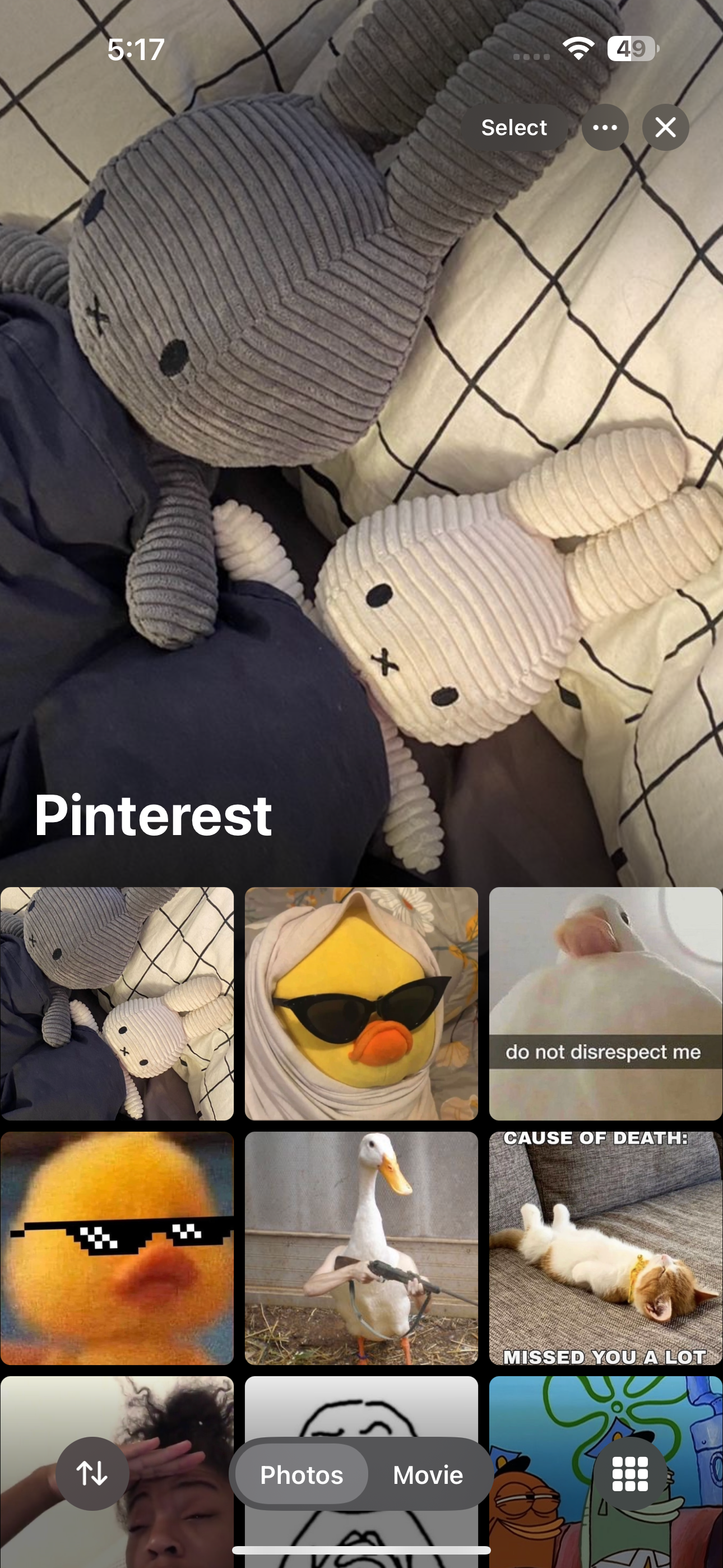 Альбом Pinterest в приложении 