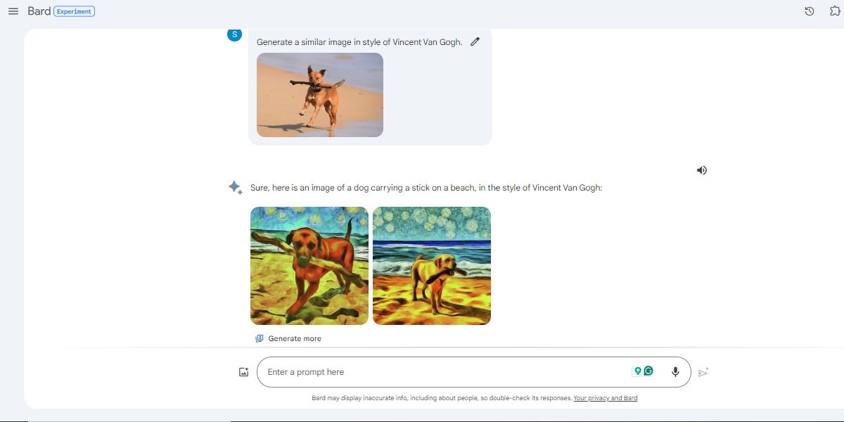 использование изображения подсказки для генерации AI-изображения в Bard