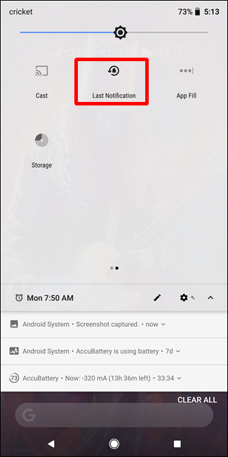 Плитка Unnotification в панели Быстрых настроек Android