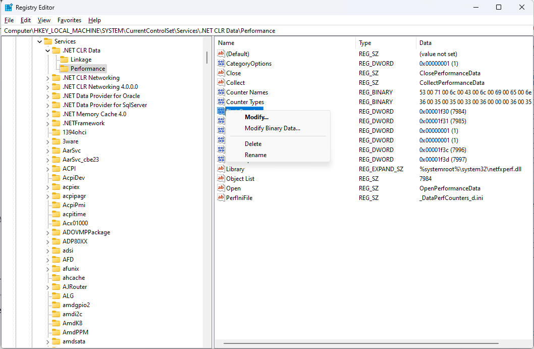 Удаление ключей реестра