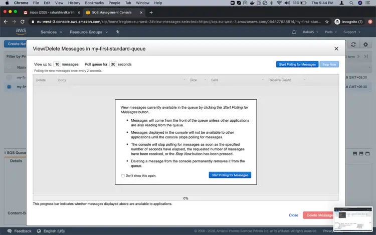 Кнопка запуска опроса очереди для получения сообщений