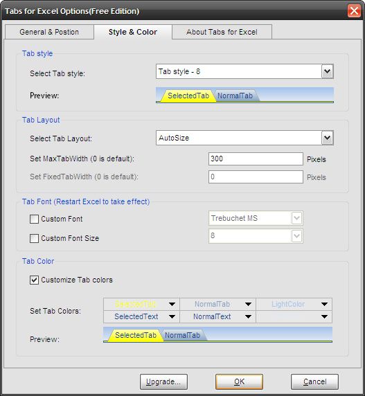 Изменение стиля вкладок