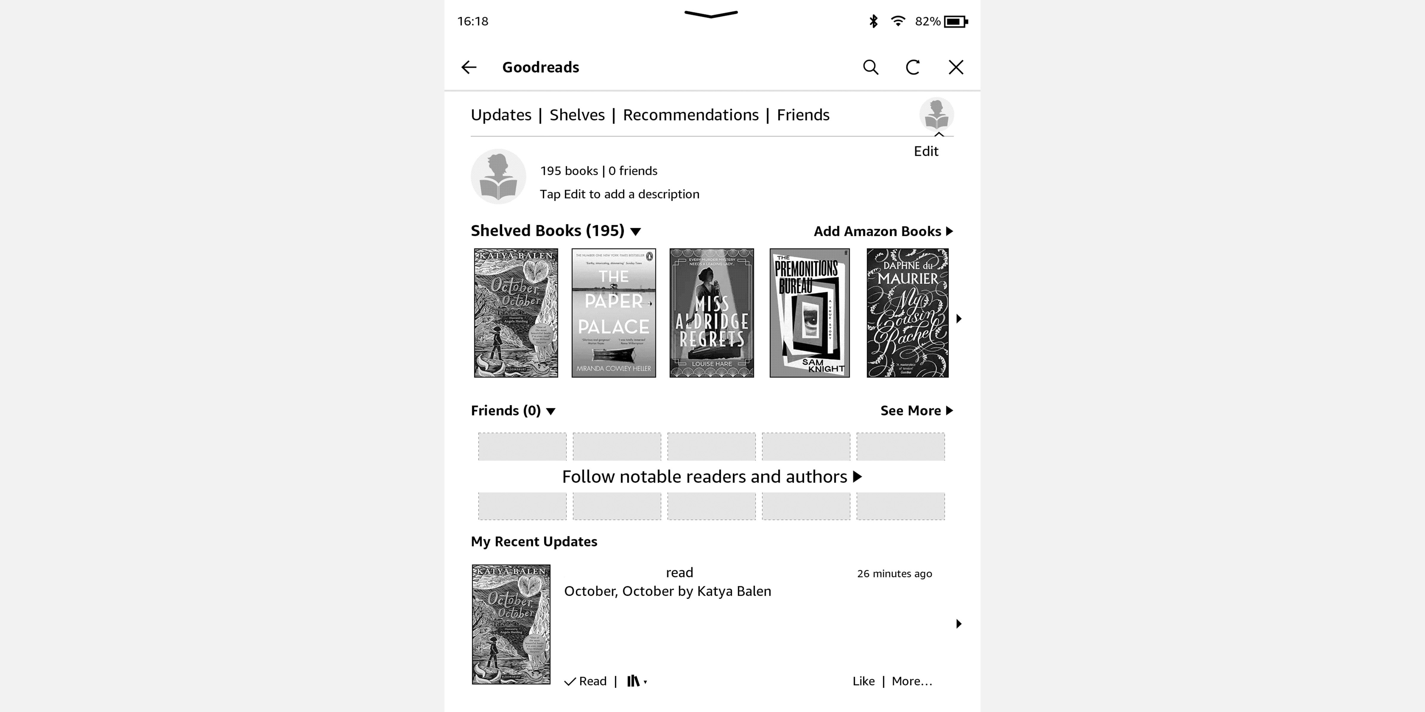 Скриншот Kindle с отображением Goodreads