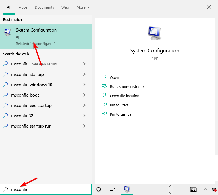Окно Конфигурации системы (msconfig)