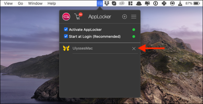 Click on the X icon to remove the app from locked list