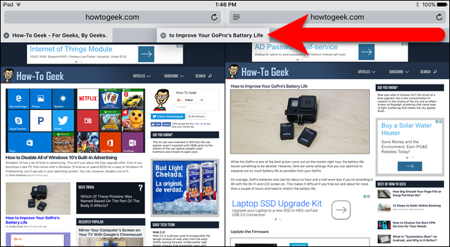 Перетаскивание вкладки в левое окно