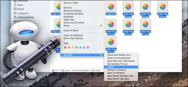 Изменение размера изображений на Mac с Automator