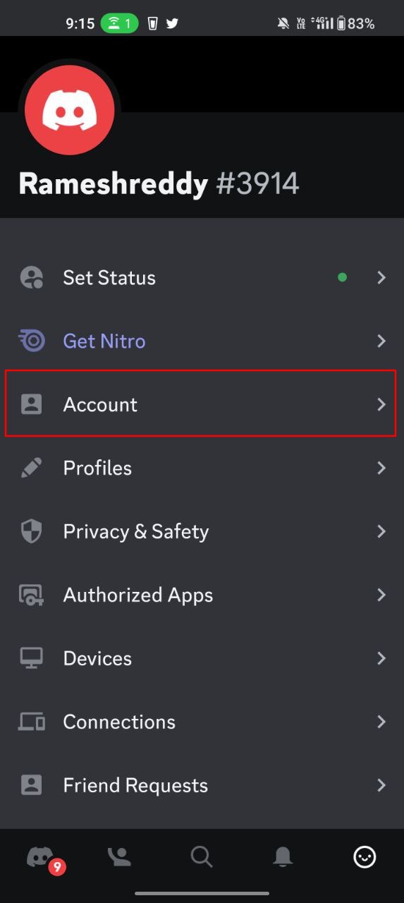 Боковая панель Discord и доступ к профилю