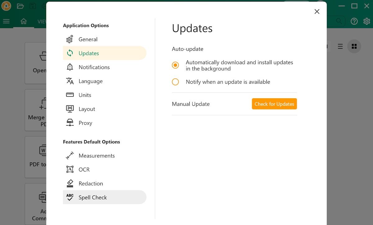 экран с обновлениями PDFsam — параметр автообновления виден