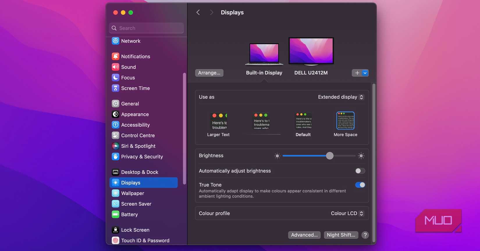 macOS Sonoma Display Settings