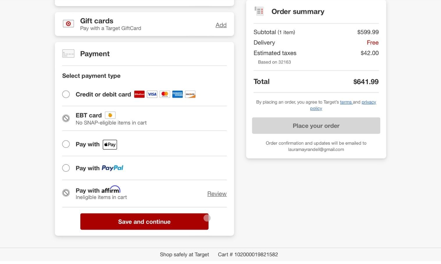 Процесс предзаказа: ввод платёжной информации