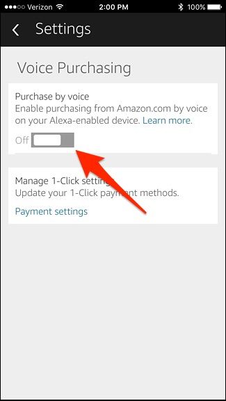 Настройка голосовых покупок в приложении Alexa