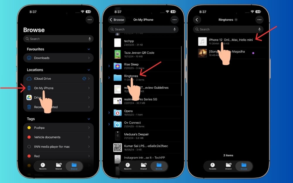Datei in der Dateien-App auswählen