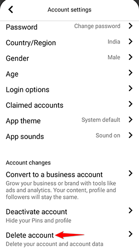 Нажмите «Удалить аккаунт» внизу страницы настроек аккаунта.