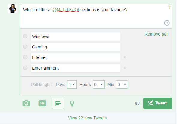 Creating a social media poll on Twitter