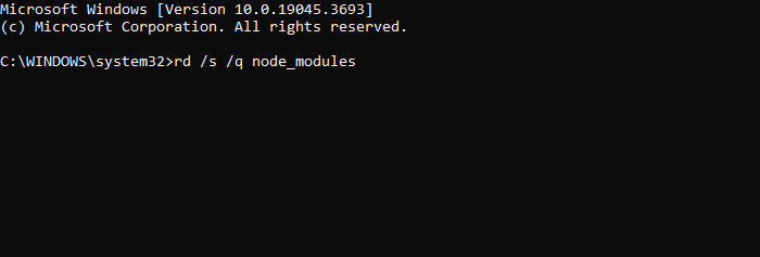 Удаление node_modules в терминале