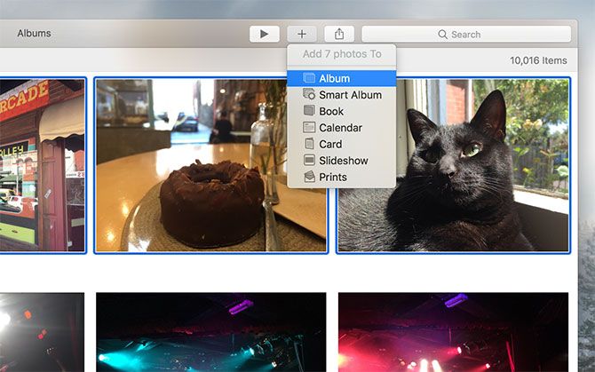 Добавление альбома в Фото на macOS