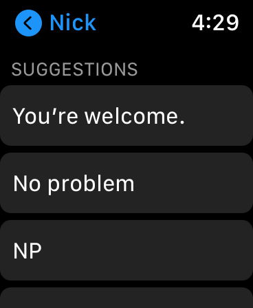 Apple Watch default reply 