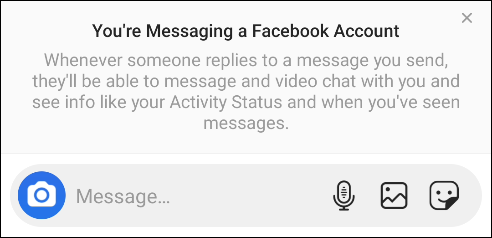подсказка при отправке сообщения на Facebook