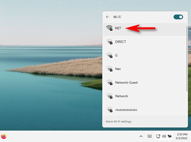 Выберите имя Wi‑Fi сети, к которой нужно подключиться.