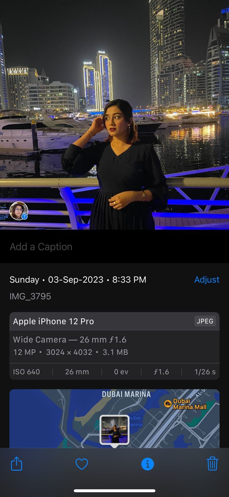 метаданные фото в приложении Фото на iPhone