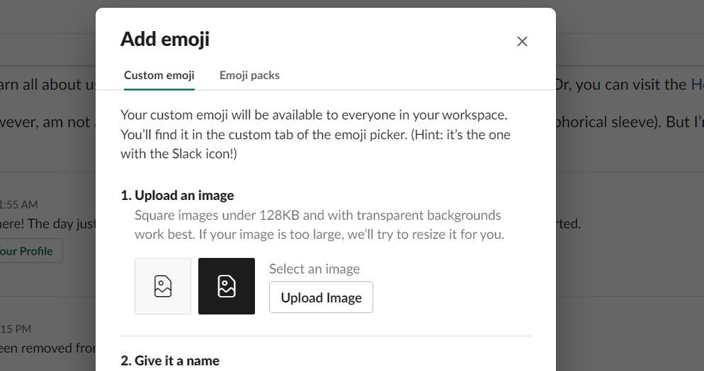Опции кастомного эмодзи в Slack