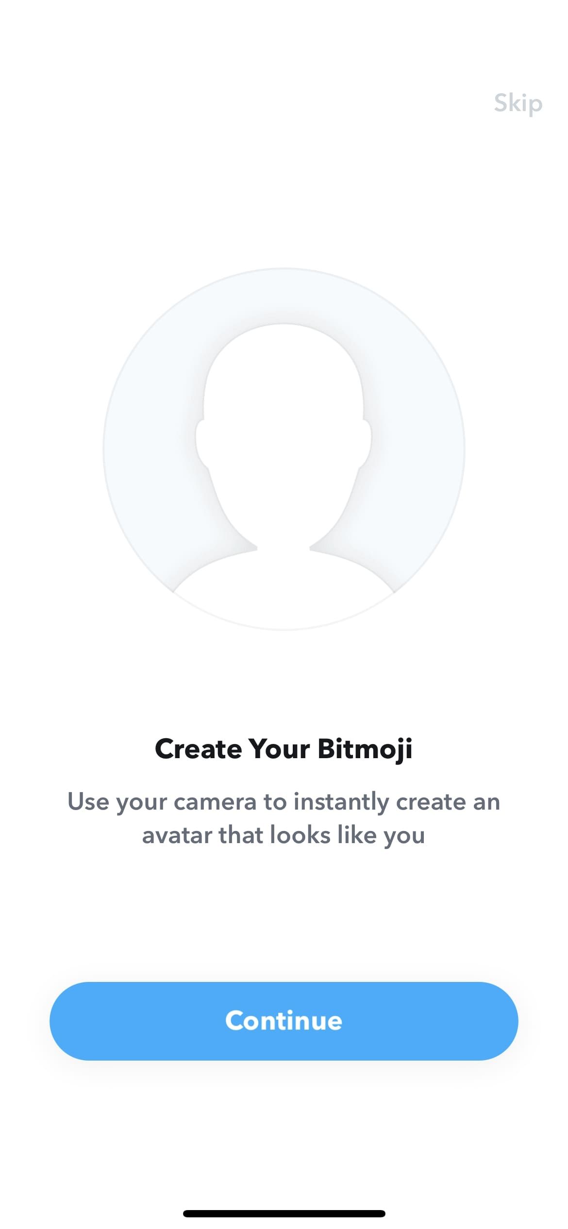 Snapchat Create Your Bitmoji button