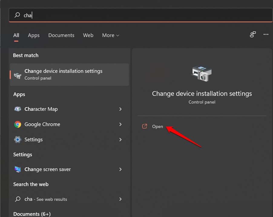 Изменить параметры установки устройств