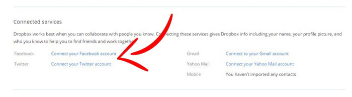 Опции интеграций Dropbox