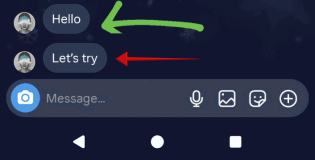 Долгое нажатие на сообщение в DM Instagram на Android