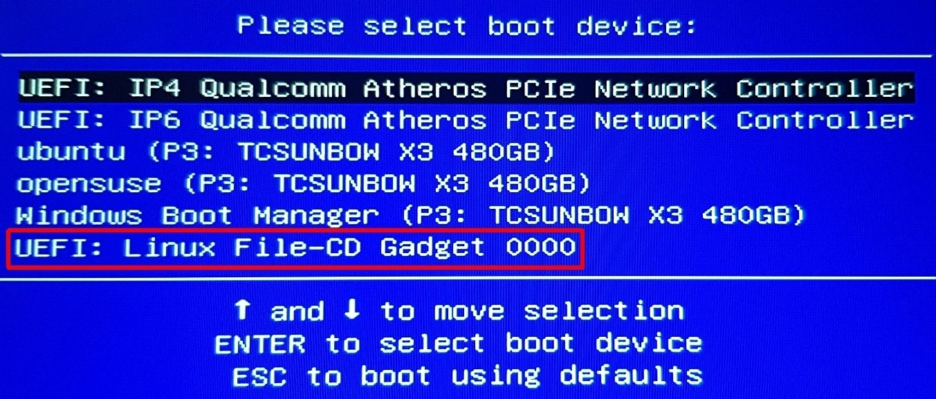 Опция загрузки DriveDroid в меню BIOS/UEFI