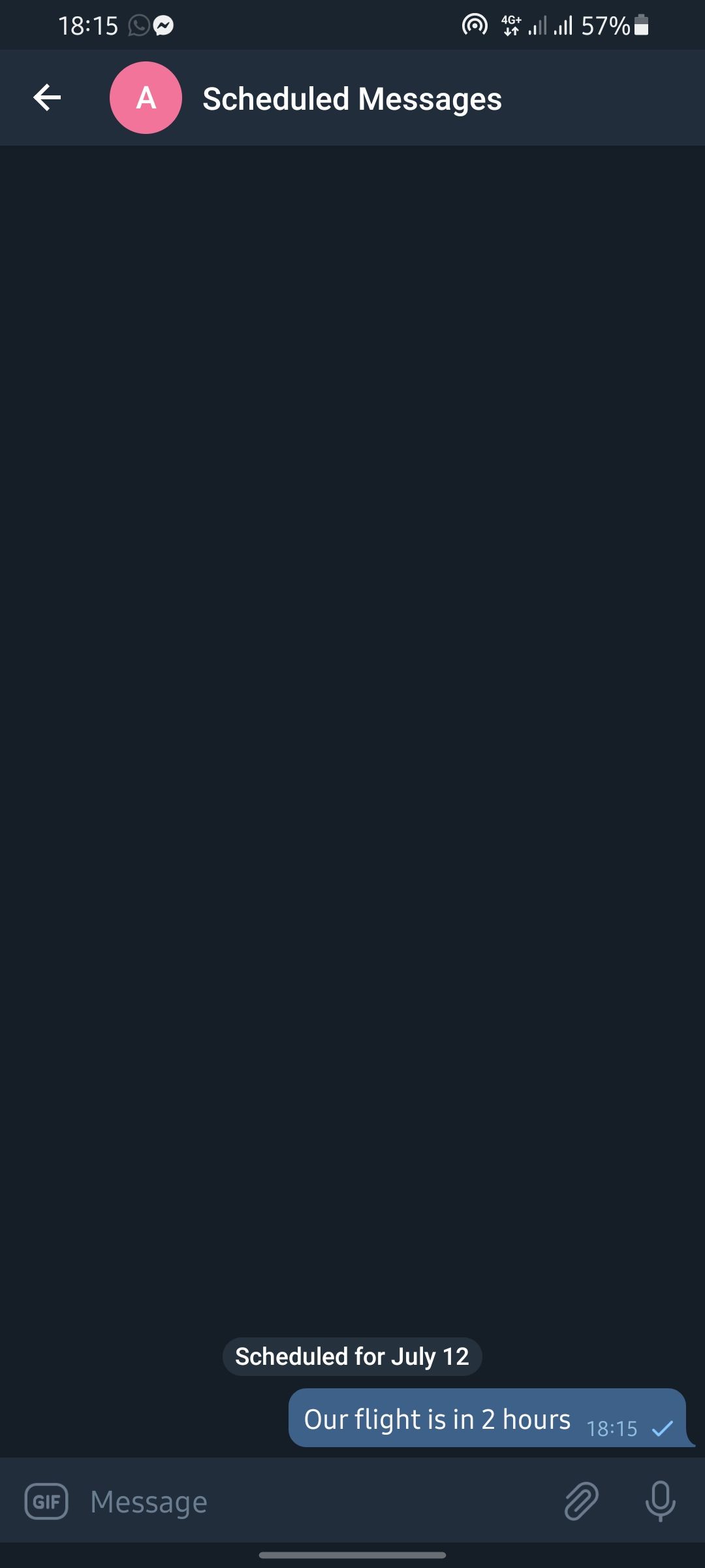 Скриншот: подтверждение запланированного сообщения