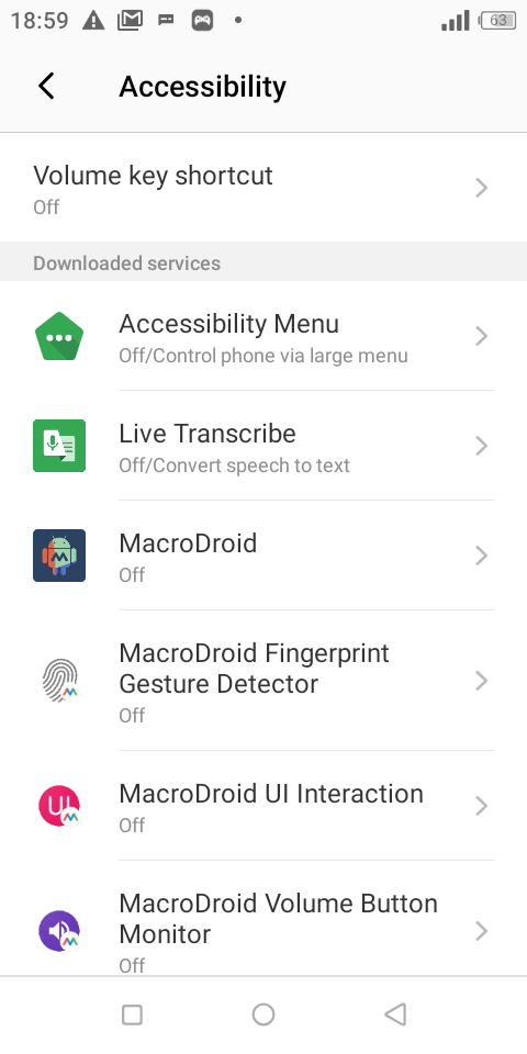 Параметры Live Transcribe в настройках Android