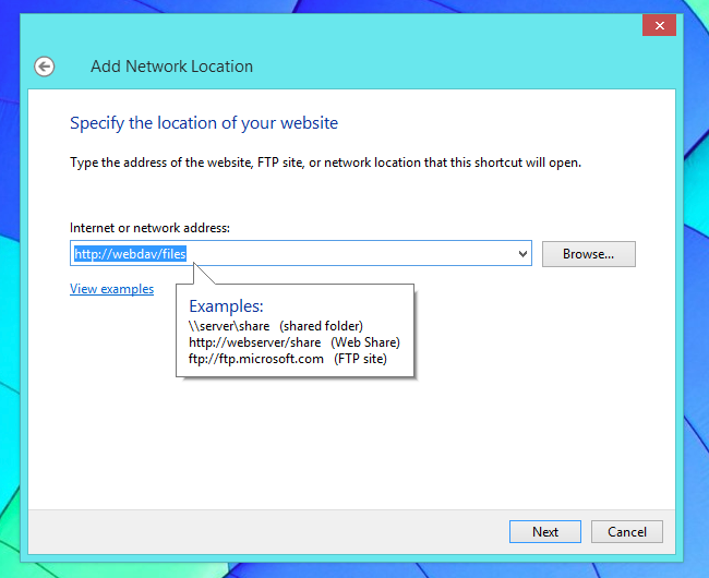 Мастер Добавления сетевого расположения в Windows