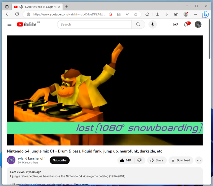 YouTube в Microsoft Edge на Windows 11