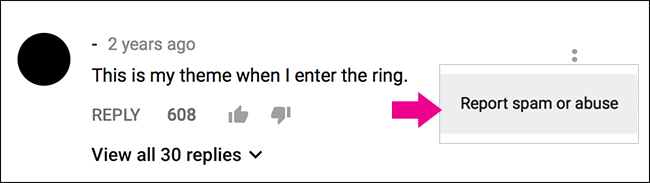 Опция пожаловаться на комментарий